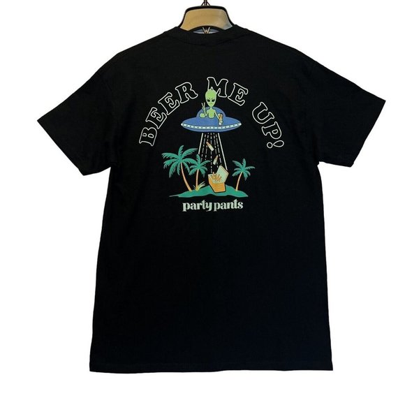 Men's Black T-Shirt Party Pants  Beer Me Up Logo Mens Teal  Size M New - Picture 10 of 12